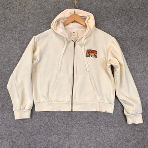 Rip Curl Hoodie Sweatshirt Womens S Off White Full Zip Sunset Graphic Surf Skate